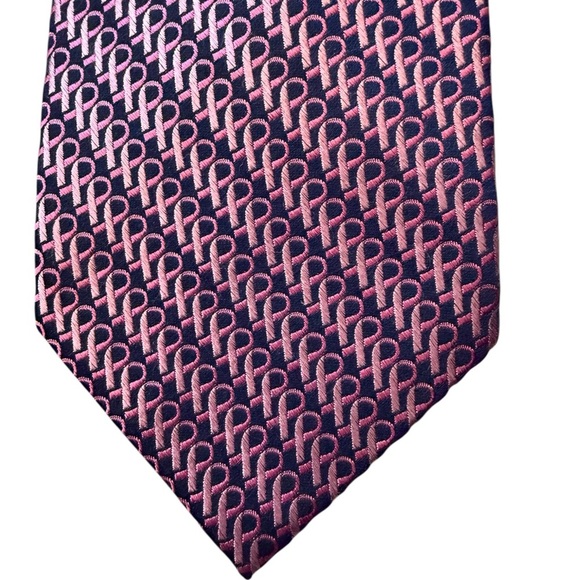 Diane Katzman “Real Men Wear Pink” Breast Cancer Awareness Silk Tie - Picture 3 of 4